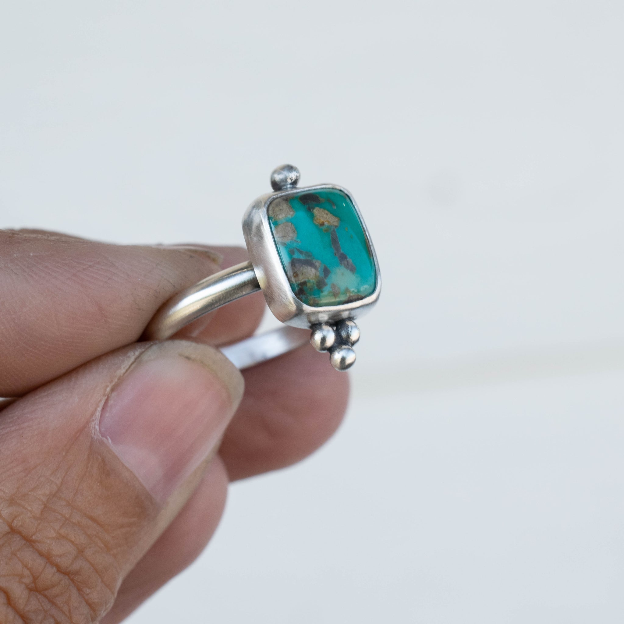 Square Cut Adjustable Turquoise Ring | Raj Imports