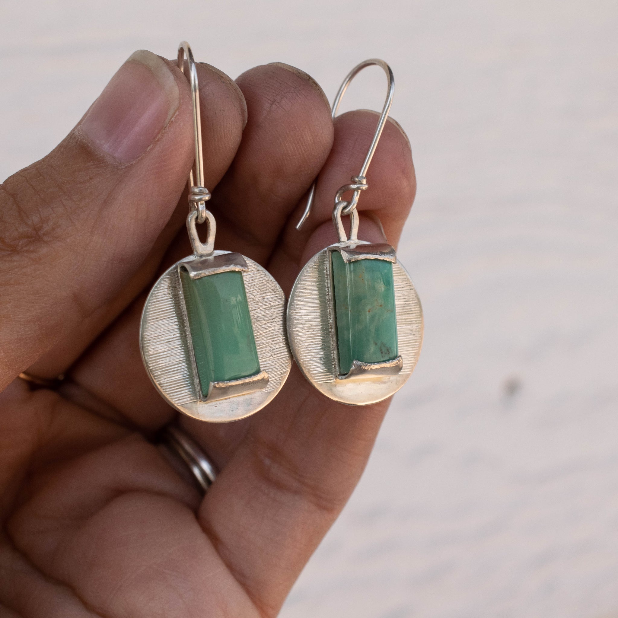 Modern Round Turquoise Earrings