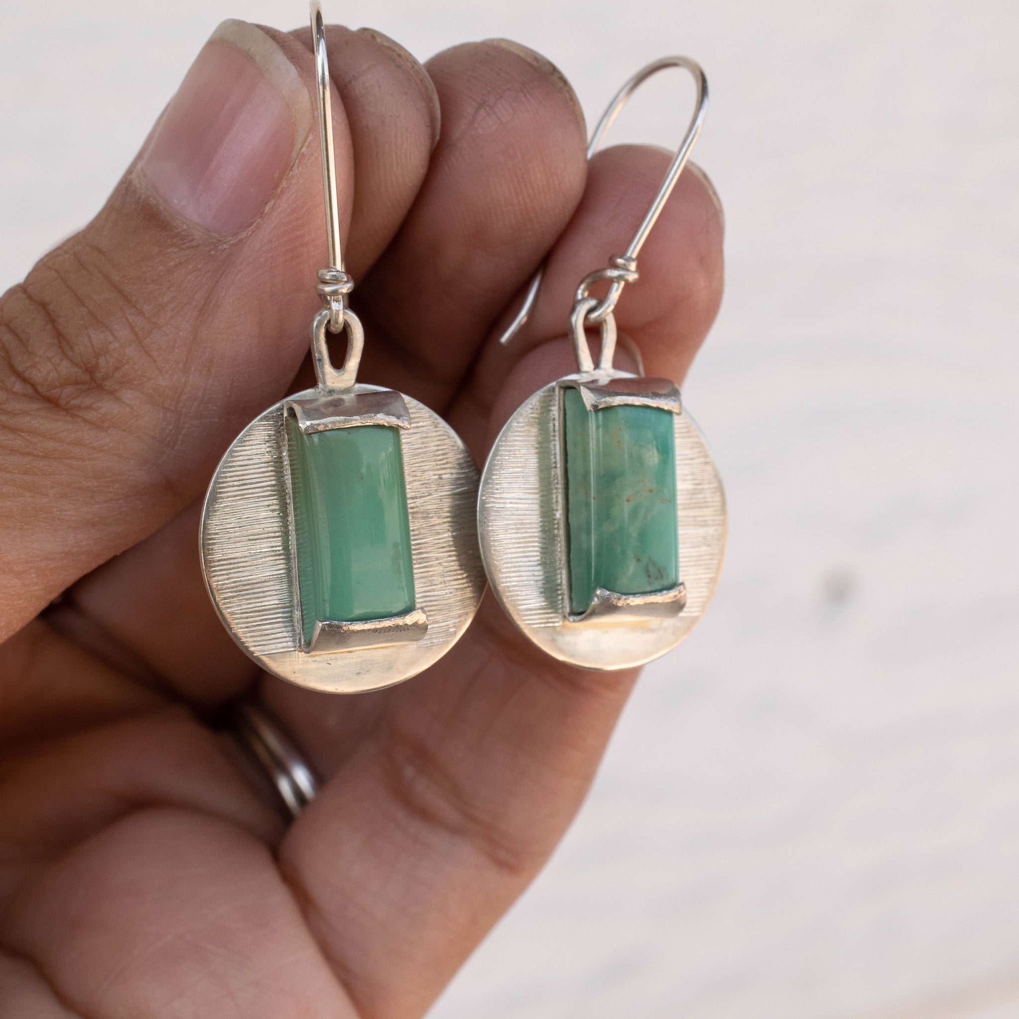 Modern Round Turquoise Earrings