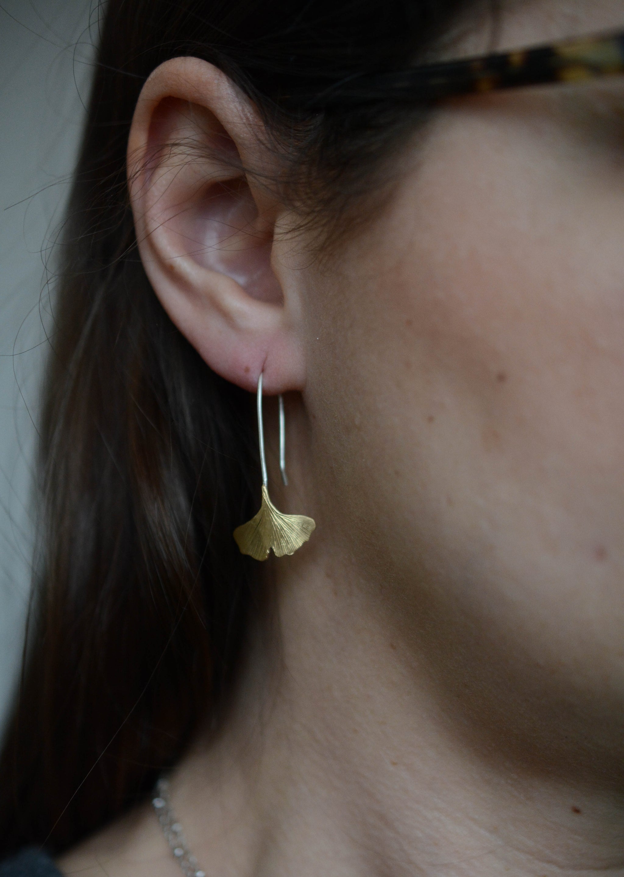 Brass Ginkgo Earrings